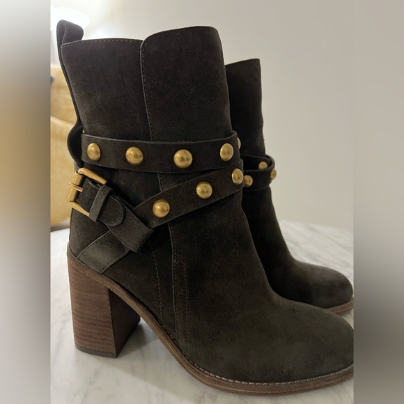 SeeBy Chloe Lyna Suede Buckle Boots Size 6 - Picture 2 of 8